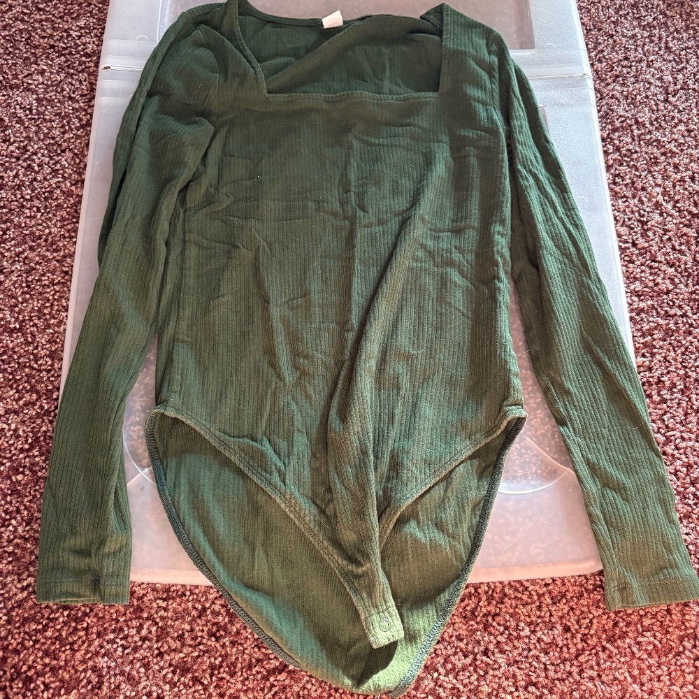 Hollister Co. Green bodysuit square neck